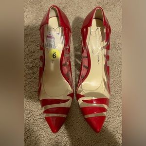 Jessica Simpson Red and Clear Pumps, Brand New!